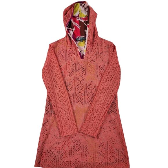 Title Nine Coral Orange Swim Coverup Sunbuster M Long Sleeve Pullover Rashguard - Picture 10 of 10